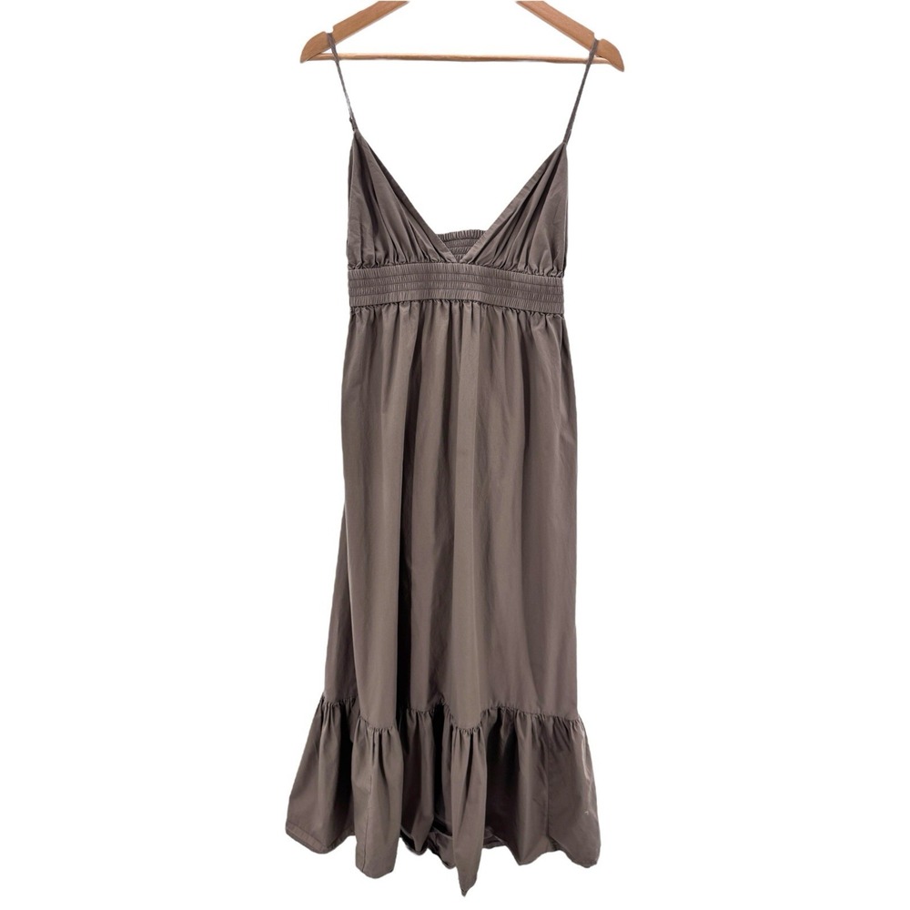 Banana Republic Factory Open Back Poplin Maxi Dress Brown XL Tall